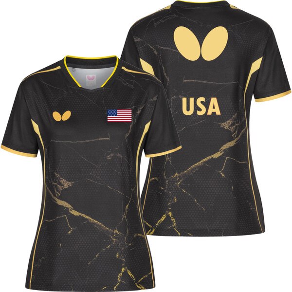 Butterfly Table Tennis 2024 Team USA Lady Shirt - Black - Front/Back - Combo